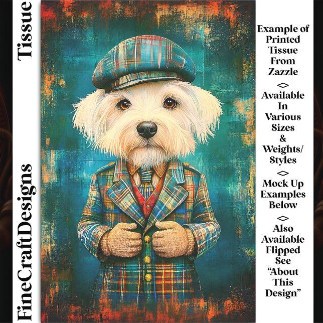 White Dog As A Country Gentleman DK6LF Decoupage Tissue Paper (Creator Uploaded)