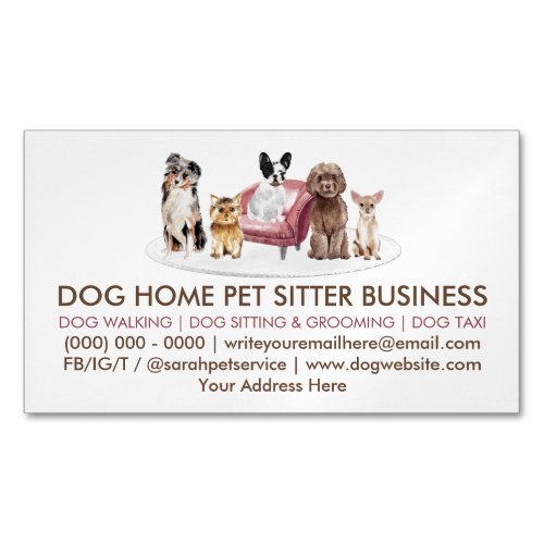 White Dog Behaviorist Home Pet Hotel Business Card Magnet