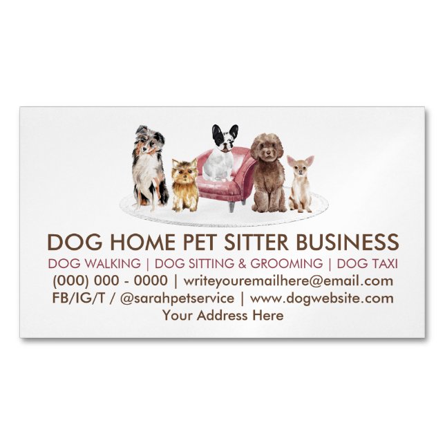 White Dog Behaviorist Home Pet Hotel Business Card Magnet (Front)