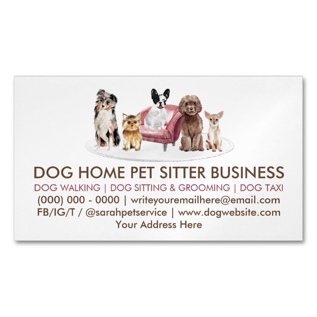 White Dog Behaviorist Home Pet Hotel Business Card Magnet