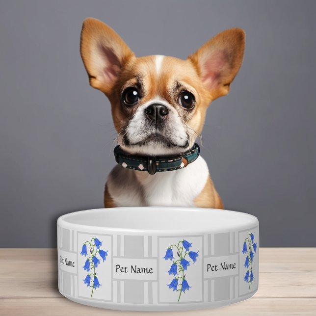 White Dog Bowl With Lovely Bluebells & Text (Creator Uploaded)