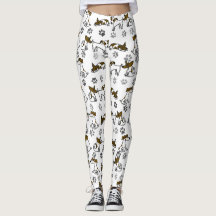 White Dog Cartoon Leggings
