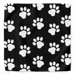 Reversible Handmade Pattern: Red Background White Hearts Black/White Paw Prints Medium Pet Collar Bandana Reversible Handmade Pattern: Red Background White Hearts Black/White Paw Prints Medium Pet Collar Bandana