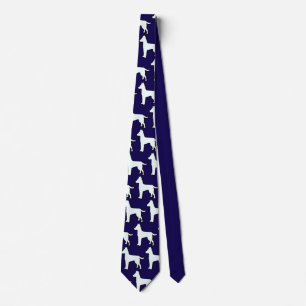 White Dog Dark Blue Neck Tie