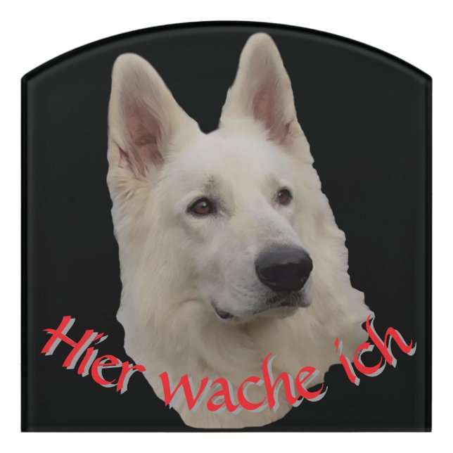 white dog door sign (Contour Front)