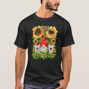 White Dog Graphic For Yorkie Mom And Dad Sunflower T-Shirt