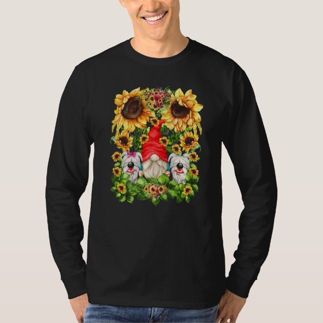 White Dog Graphic For Yorkie Mom And Dad Sunflower T-Shirt (Front)