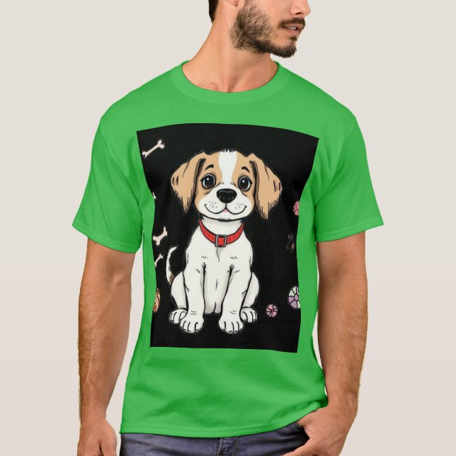 White dog green t-shirt (Front)