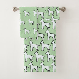 White dog Mint Green Bath Towel Set