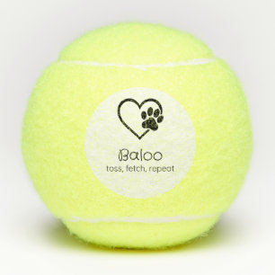 White Dog Name Tennis Ball 'toss, fetch, repeat'