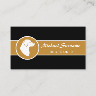 White Dog On Black &amp; Ochre Dog Obedience Trainer Business Card