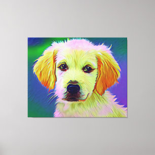 White Dog Painting Artwork Canvas Print