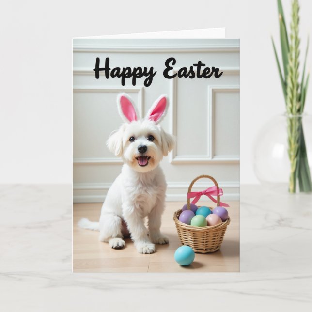 White Dog Pastel Pattern Card (Front)