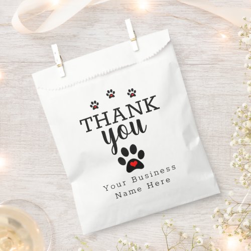 White Dog Paw Custom Thank You  Favor Bag