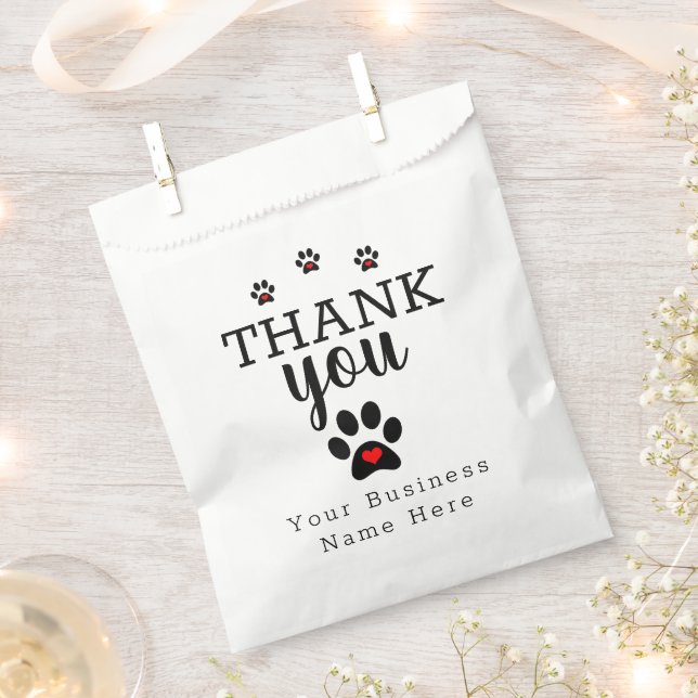 White Dog Paw Custom Thank You  Favor Bag (Clipped)