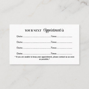 White Dog Paw on black Pet Grooming Service Appointment Card