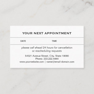 White Dog Paw on black Pet Grooming Service Appointment Card