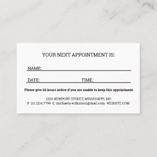 White Dog Paw on black Pet Grooming Service Appointment Card