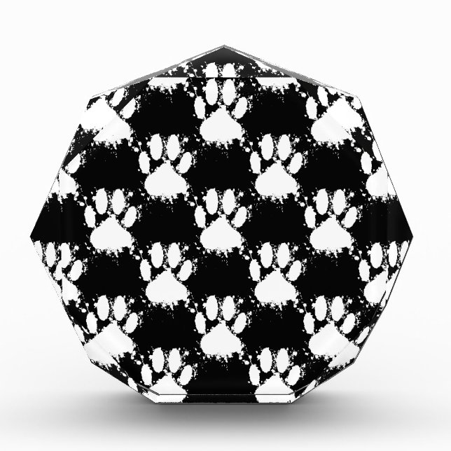 White Dog Paw Pattern With Paint Splatter Award (Front)