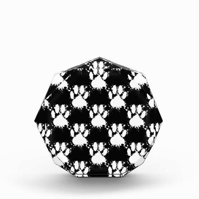 White Dog Paw Pattern With Paint Splatter Award (Front)