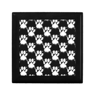 White Dog Paw Pattern With Paint Splatter Keepsake Box