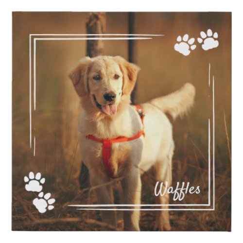 White Dog Paw Print Frame Dog Photo  Name