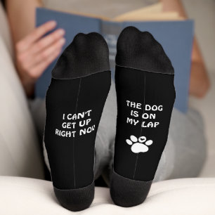 White Dog Paw Print & Fun Text Socks