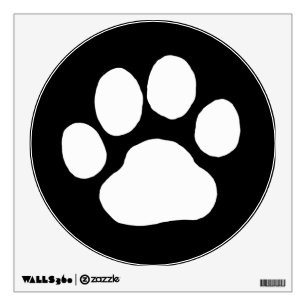 White Dog Paw Print on Black (Customizable) Wall Sticker