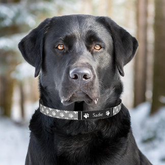 White Dog Paws Animal Prints Pattern Black Gray  Pet Collar