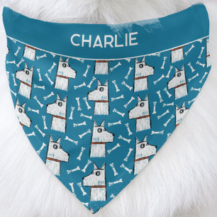 White Dog Personalized Name Pet Bandana Collar