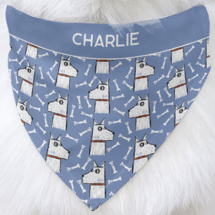 White Dog Personalized Name Pet Bandana Collar