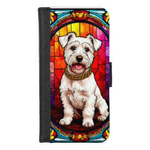 White Dog Portrait in Stained Glass Artwork iPhone 8/7 Wallet Case