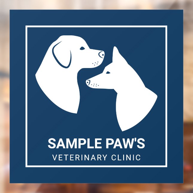 White Dog Silhouettes On Blue - Veterinary Clinic Window Cling (Sheet 2)