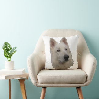 white dog throw pillow