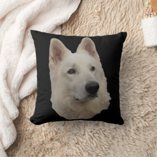 white dog throw pillow