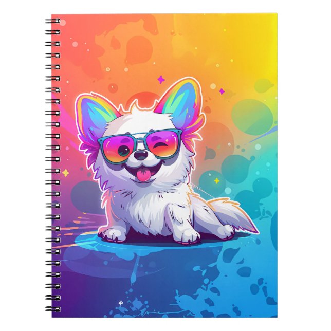 White Dog Wearing Sunglasses Notebook (Front)