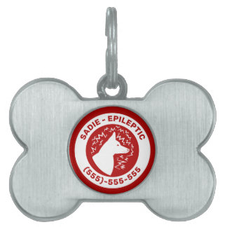 White Dog With Pricked Ears Epilepsy Alert &amp; Info Pet ID Tag