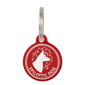 White Dog With Pricked Ears Epileptic Dog Alert Pet ID Tag