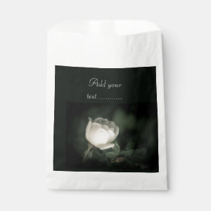 White Dogrose on a Dark Background. Add Your Text Favor Bag