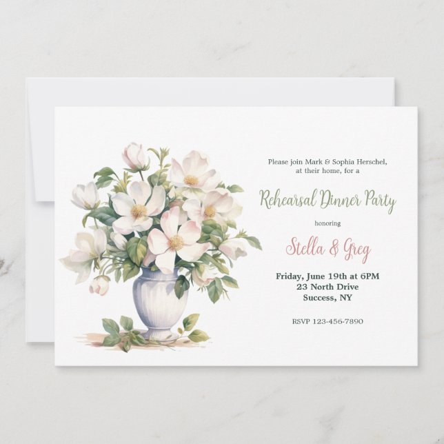White Dogwood Arrangement Invitation (Front)