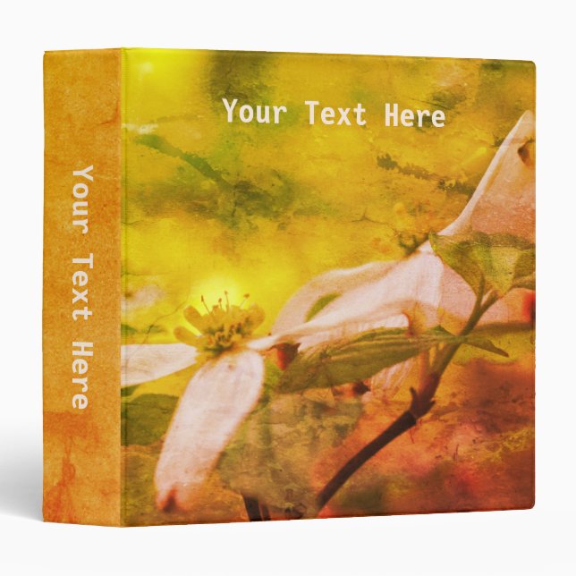 White Dogwood Blossoms Floral Art Personalized  3 Ring Binder (Front/Spine)