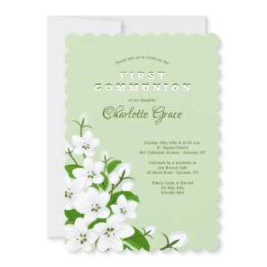 White Dogwood Blossoms Religious Invitation