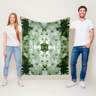 White Dogwood Flower Blossoms Pattern Fleece Blanket