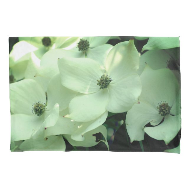 White Dogwood Flower Blossoms  Pillow Case (Front)