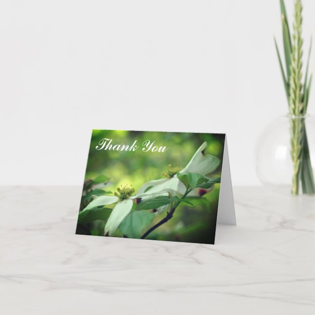 White Dogwood Flower Pair Thank You Card (Front)