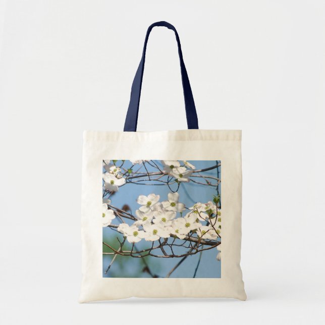 White Dogwood Flower tote bag (Front)
