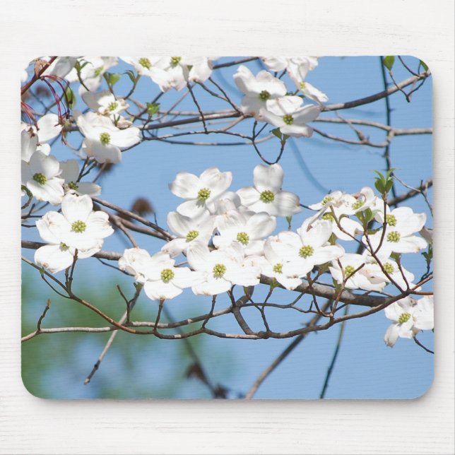 White Dogwood Flowers mousepad (Front)