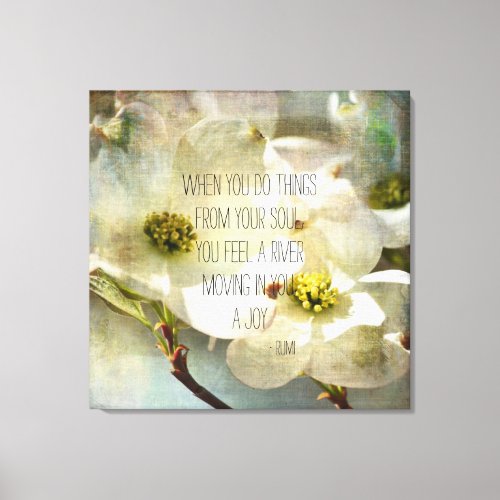 White Dogwood Rumi Quote Canvas Print