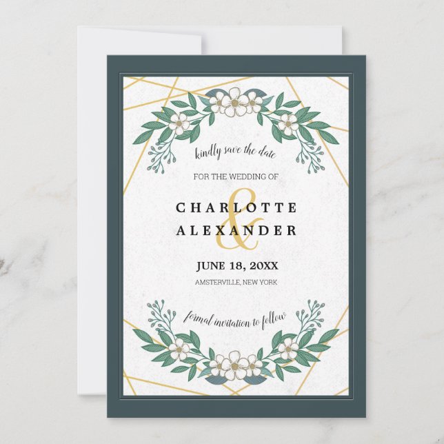 White Dogwood Save the Date Announcement (Front)