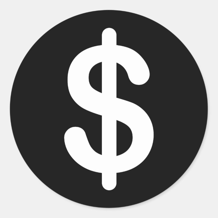 White dollar sign on black background stickers